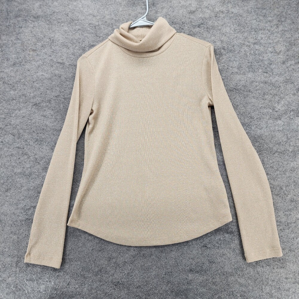 GAP Shirt Womens Small Long Sleeve Gold Ribbed